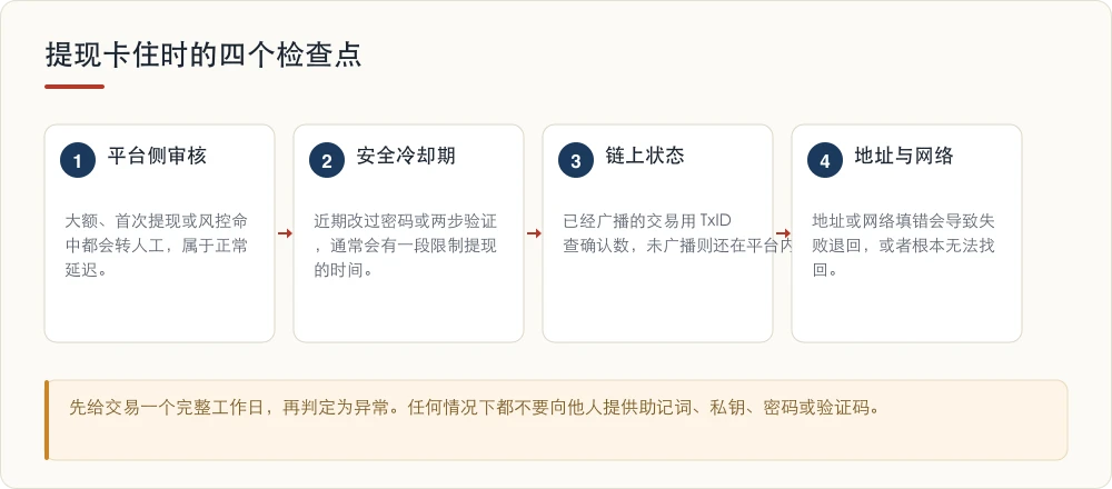 提现卡住时的四个检查点
