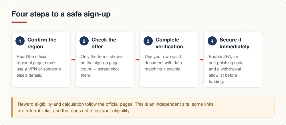 Four steps to a safe sign-up