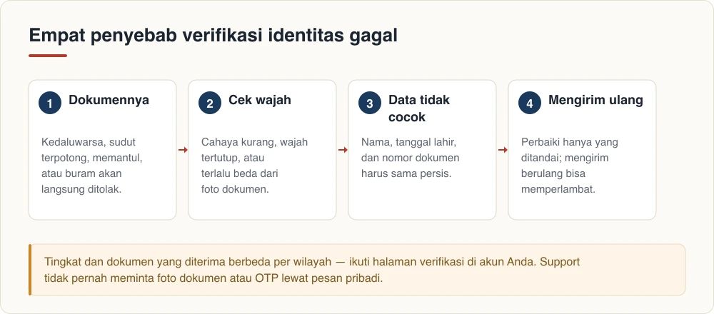 Empat penyebab verifikasi identitas gagal