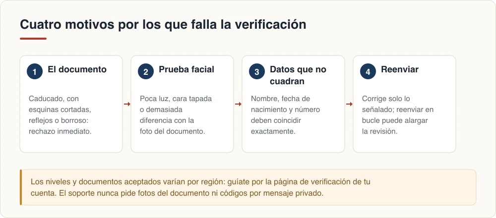 Cuatro motivos por los que falla la verificación